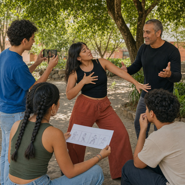 Personas explorando el movimiento y la narración